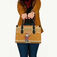 Cyprus Christmas Leather Bag with Santa Holding Doves Olive Branch Snowflakes and Holiday - Wonder Print Shop