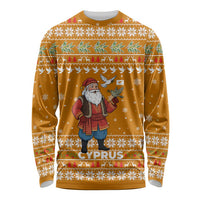Cyprus Christmas Long Sleeve Shirt with Santa Holding Doves Olive Branch Snowflakes and Holiday - Wonder Print Shop