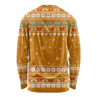 Cyprus Christmas Long Sleeve Shirt with Santa Holding Doves Olive Branch Snowflakes and Holiday - Wonder Print Shop