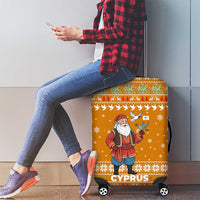 Cyprus Christmas Luggage Cover with Santa Holding Doves Olive Branch Snowflakes and Holiday - Wonder Print Shop