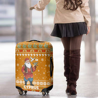 Cyprus Christmas Luggage Cover with Santa Holding Doves Olive Branch Snowflakes and Holiday - Wonder Print Shop