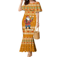 Cyprus Christmas Mermaid Dress with Santa Holding Doves Olive Branch Snowflakes and Holiday - Wonder Print Shop
