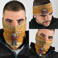 Cyprus Christmas Neck Gaiter with Santa Holding Doves Olive Branch Snowflakes and Holiday - Wonder Print Shop