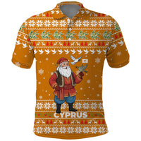 Cyprus Christmas Polo Shirt with Santa Holding Doves Olive Branch Snowflakes and Holiday - Wonder Print Shop