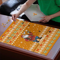 Cyprus Christmas Puzzle with Santa Holding Doves Olive Branch Snowflakes and Holiday - Wonder Print Shop