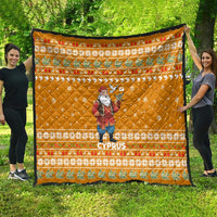 Cyprus Christmas Quilt with Santa Holding Doves Olive Branch Snowflakes and Holiday - Wonder Print Shop