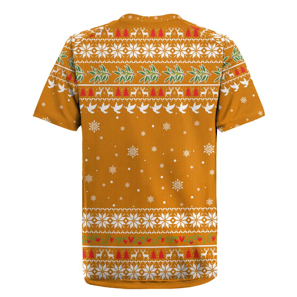 Cyprus Christmas Rugby Jersey with Santa Holding Doves Olive Branch Snowflakes and Holiday - Wonder Print Shop