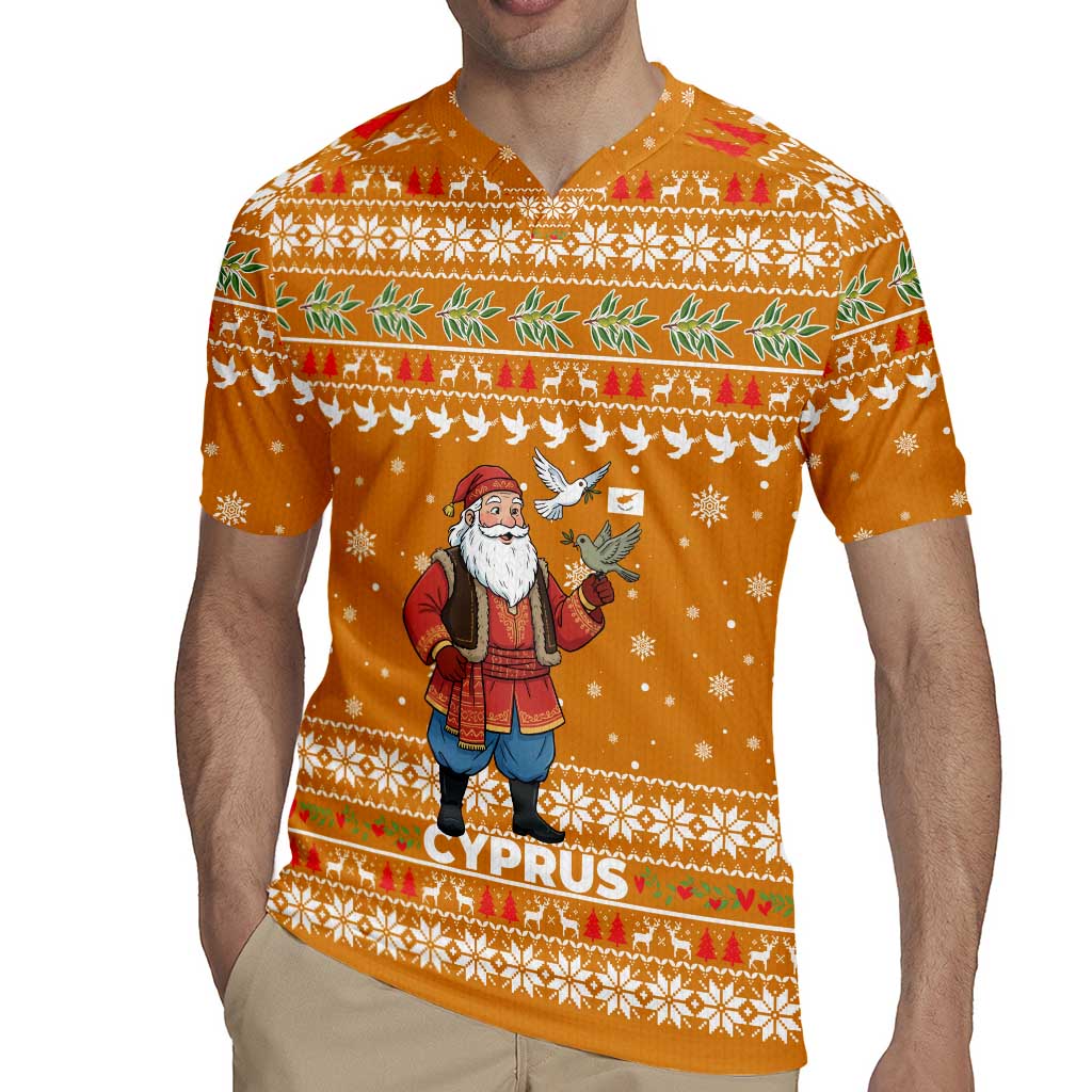 Cyprus Christmas Rugby Jersey with Santa Holding Doves Olive Branch Snowflakes and Holiday - Wonder Print Shop