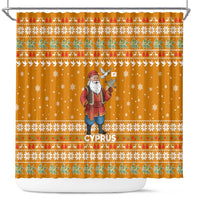 Cyprus Christmas Shower Curtain with Santa Holding Doves Olive Branch Snowflakes and Holiday - Wonder Print Shop