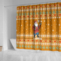 Cyprus Christmas Shower Curtain with Santa Holding Doves Olive Branch Snowflakes and Holiday - Wonder Print Shop