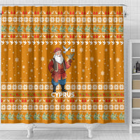 Cyprus Christmas Shower Curtain with Santa Holding Doves Olive Branch Snowflakes and Holiday - Wonder Print Shop