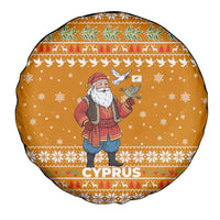 Cyprus Christmas Spare Tire Cover with Santa Holding Doves Olive Branch Snowflakes and Holiday - Wonder Print Shop