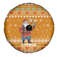 Cyprus Christmas Spare Tire Cover with Santa Holding Doves Olive Branch Snowflakes and Holiday - Wonder Print Shop