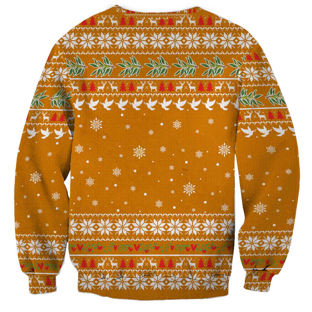 Cyprus Christmas Sweatshirt with Santa Holding Doves Olive Branch Snowflakes and Holiday - Wonder Print Shop
