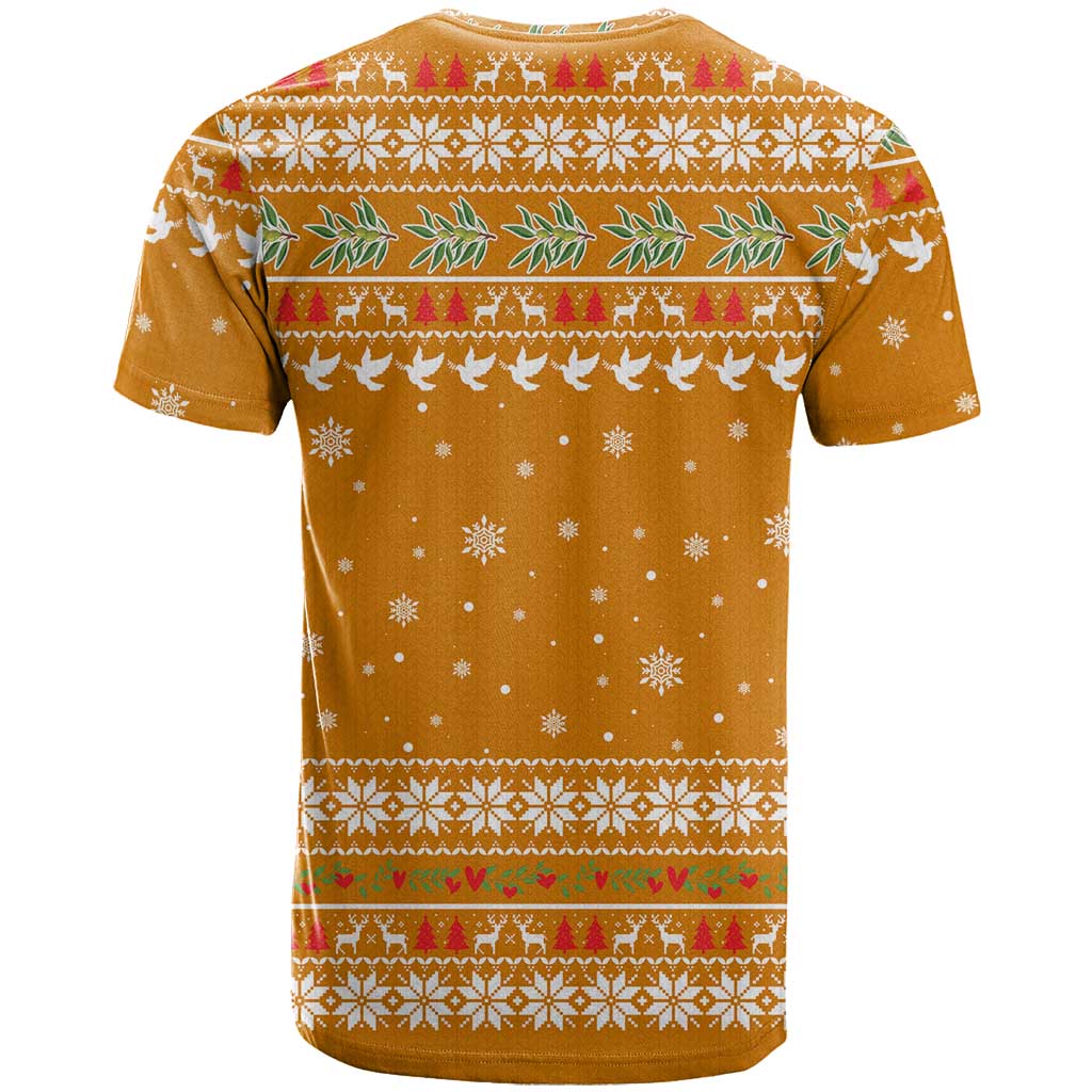 Cyprus Christmas T Shirt with Santa Holding Doves Olive Branch Snowflakes and Holiday - Wonder Print Shop