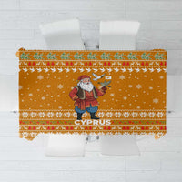 Cyprus Christmas Tablecloth with Santa Holding Doves Olive Branch Snowflakes and Holiday - Wonder Print Shop