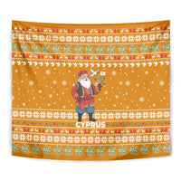 Cyprus Christmas Tapestry with Santa Holding Doves Olive Branch Snowflakes and Holiday - Wonder Print Shop