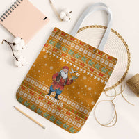 Cyprus Christmas Tote Bag with Santa Holding Doves Olive Branch Snowflakes and Holiday - Wonder Print Shop