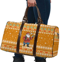 Cyprus Christmas Travel Bag with Santa Holding Doves Olive Branch Snowflakes and Holiday - Wonder Print Shop