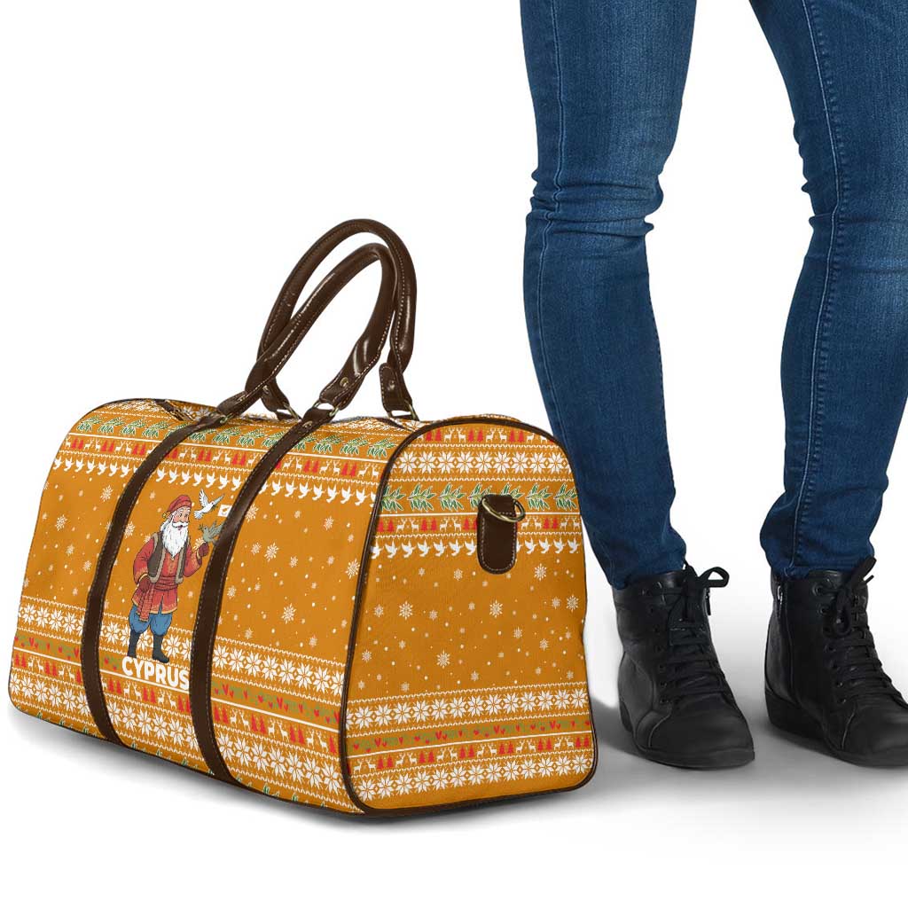 Cyprus Christmas Travel Bag with Santa Holding Doves Olive Branch Snowflakes and Holiday - Wonder Print Shop