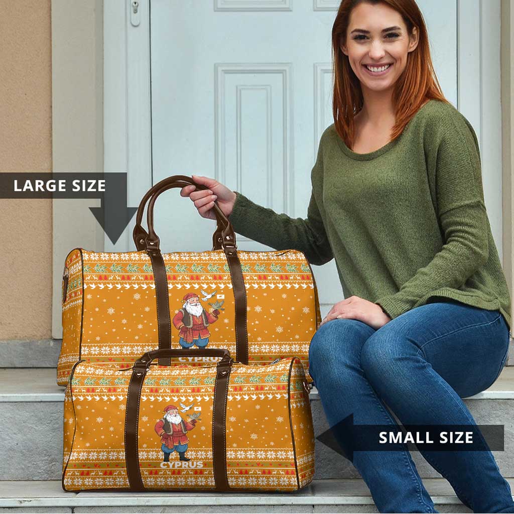 Cyprus Christmas Travel Bag with Santa Holding Doves Olive Branch Snowflakes and Holiday - Wonder Print Shop