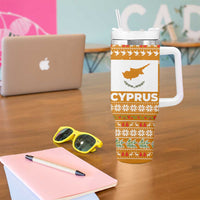 Cyprus Christmas Tumbler With Handle with Santa Holding Doves Olive Branch Snowflakes and Holiday - Wonder Print Shop