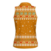 Cyprus Christmas Women Sleeveless Polo Shirt with Santa Holding Doves Olive Branch Snowflakes and Holiday - Wonder Print Shop