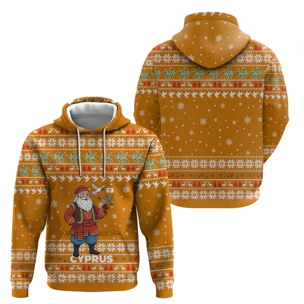 Cyprus Christmas Zip Hoodie with Santa Holding Doves Olive Branch Snowflakes and Holiday - Wonder Print Shop