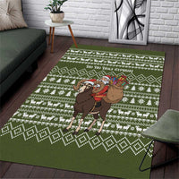 Cyprus Christmas Area Rug with Santa Riding Ram Ho Ho Holy Cyprus Text and Green Holiday - Wonder Print Shop