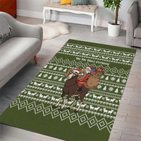 Cyprus Christmas Area Rug with Santa Riding Ram Ho Ho Holy Cyprus Text and Green Holiday - Wonder Print Shop