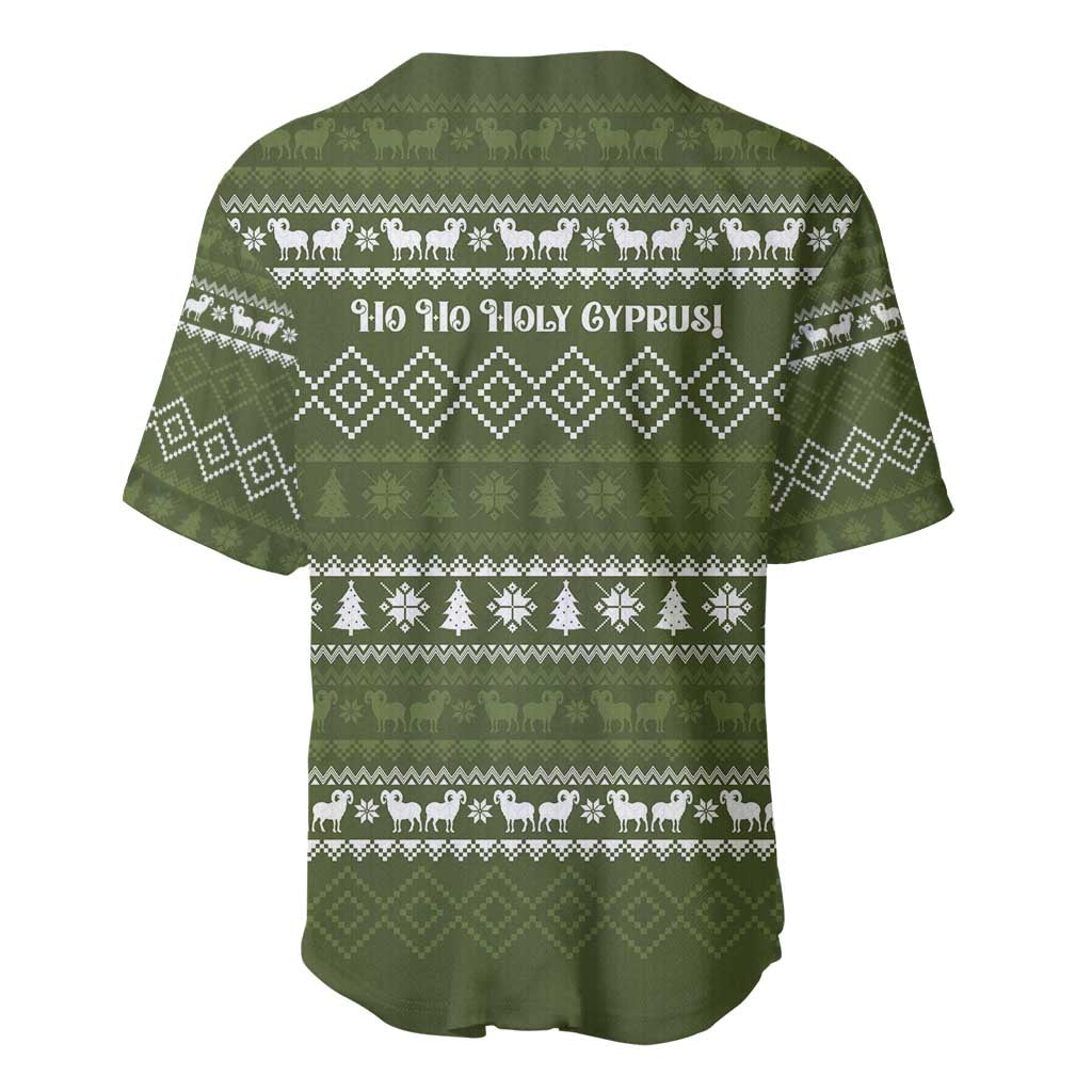 Cyprus Christmas Baseball Jersey with Santa Riding Ram Ho Ho Holy Cyprus Text and Green Holiday - Wonder Print Shop