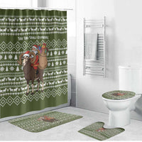 Cyprus Christmas Bathroom Set with Santa Riding Ram Ho Ho Holy Cyprus Text and Green Holiday - Wonder Print Shop