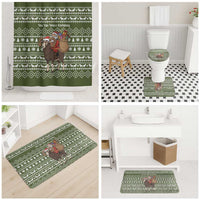 Cyprus Christmas Bathroom Set with Santa Riding Ram Ho Ho Holy Cyprus Text and Green Holiday - Wonder Print Shop