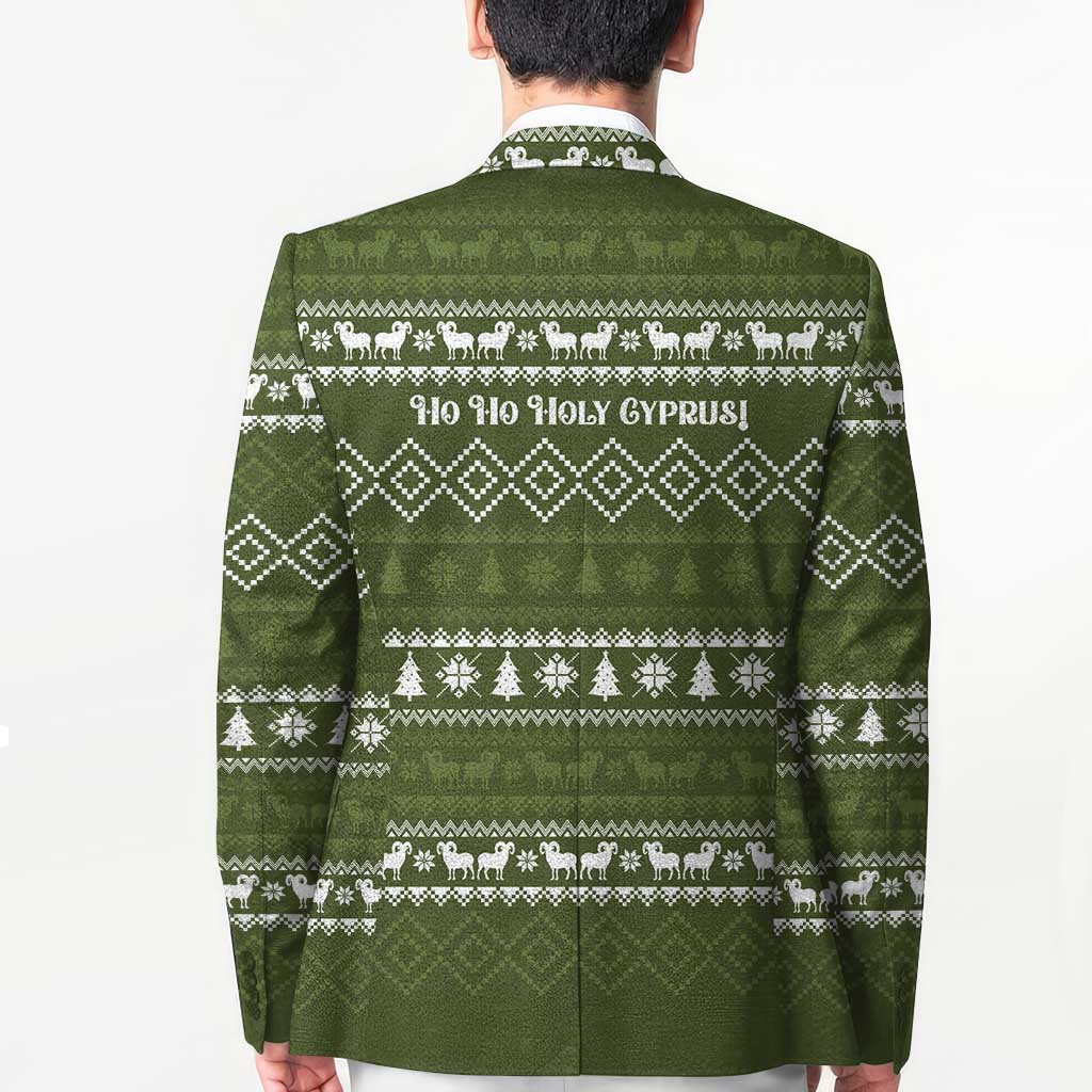 Cyprus Christmas Blazer with Santa Riding Ram Ho Ho Holy Cyprus Text and Green Holiday - Wonder Print Shop