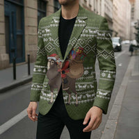 Cyprus Christmas Blazer with Santa Riding Ram Ho Ho Holy Cyprus Text and Green Holiday - Wonder Print Shop