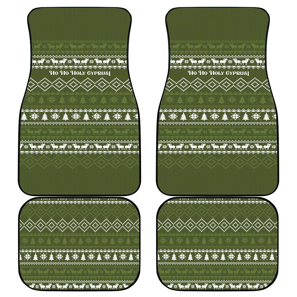 Cyprus Christmas Car Mats with Santa Riding Ram Ho Ho Holy Cyprus Text and Green Holiday - Wonder Print Shop