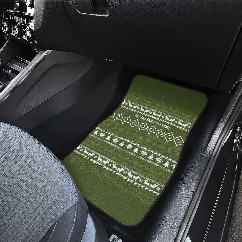 Cyprus Christmas Car Mats with Santa Riding Ram Ho Ho Holy Cyprus Text and Green Holiday - Wonder Print Shop