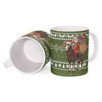Cyprus Christmas Ceramic Mug with Santa Riding Ram Ho Ho Holy Cyprus Text and Green Holiday - Wonder Print Shop
