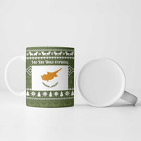 Cyprus Christmas Ceramic Mug with Santa Riding Ram Ho Ho Holy Cyprus Text and Green Holiday - Wonder Print Shop