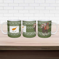 Cyprus Christmas Ceramic Mug with Santa Riding Ram Ho Ho Holy Cyprus Text and Green Holiday - Wonder Print Shop