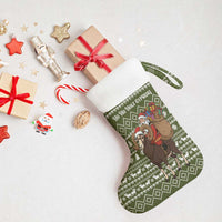 Cyprus Christmas Stocking with Santa Riding Ram Ho Ho Holy Cyprus Text and Green Holiday - Wonder Print Shop