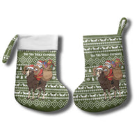 Cyprus Christmas Stocking with Santa Riding Ram Ho Ho Holy Cyprus Text and Green Holiday - Wonder Print Shop