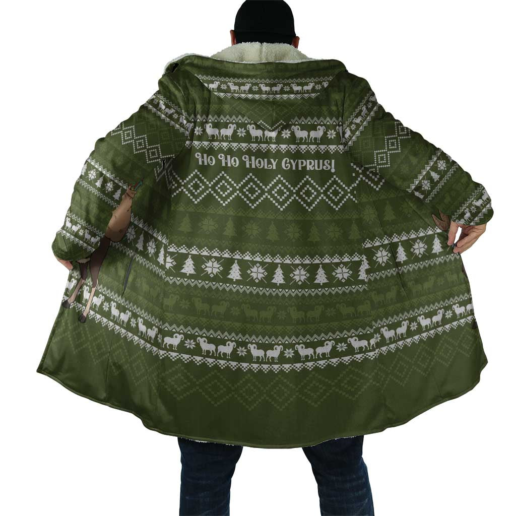 Cyprus Christmas Cloak with Santa Riding Ram Ho Ho Holy Cyprus Text and Green Holiday - Wonder Print Shop