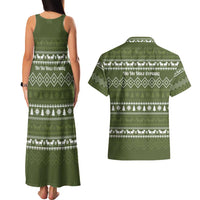 Cyprus Christmas Couples Matching Tank Maxi Dress and Hawaiian Shirt with Santa Riding Ram Ho Ho Holy Cyprus Text and Green Holiday - Wonder Print Shop