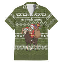 Cyprus Christmas Family Matching Mermaid Dress and Hawaiian Shirt with Santa Riding Ram Ho Ho Holy Cyprus Text and Green Holiday - Wonder Print Shop