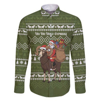 Cyprus Christmas Family Matching Off The Shoulder Long Sleeve Dress and Hawaiian Shirt with Santa Riding Ram Ho Ho Holy Cyprus Text and Green Holiday - Wonder Print Shop
