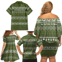 Cyprus Christmas Family Matching Off Shoulder Short Dress and Hawaiian Shirt with Santa Riding Ram Ho Ho Holy Cyprus Text and Green Holiday - Wonder Print Shop
