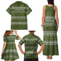 Cyprus Christmas Family Matching Tank Maxi Dress and Hawaiian Shirt with Santa Riding Ram Ho Ho Holy Cyprus Text and Green Holiday - Wonder Print Shop