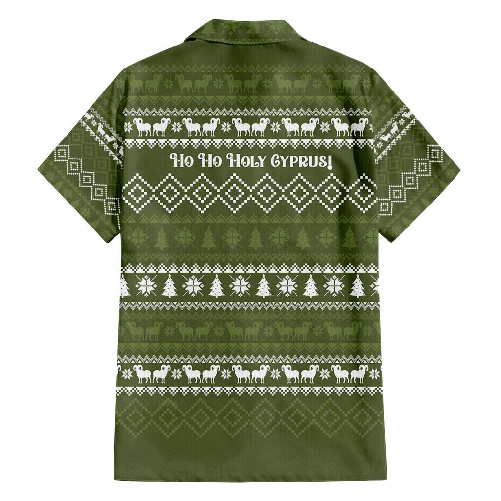 Cyprus Christmas Hawaiian Shirt with Santa Riding Ram Ho Ho Holy Cyprus Text and Green Holiday - Wonder Print Shop