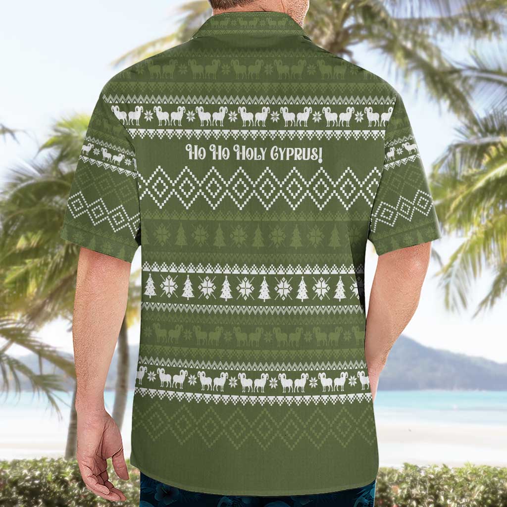 Cyprus Christmas Hawaiian Shirt with Santa Riding Ram Ho Ho Holy Cyprus Text and Green Holiday - Wonder Print Shop